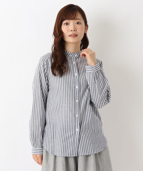 one'sterrace(ワンズテラス)の「コットン丸襟ブラウス(シャツ/ブラウス・レディース・ネイビー系5/ブラック系8/サックスブルー系8/ホワイト系9/アイボリー系8・02)」の4枚目の写真