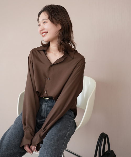 スローブイエナ　AYUPIYOサテンシャツ SLOBE IENA｜《WEB/一部店舗限定》AYUPIYOサテンシャツ