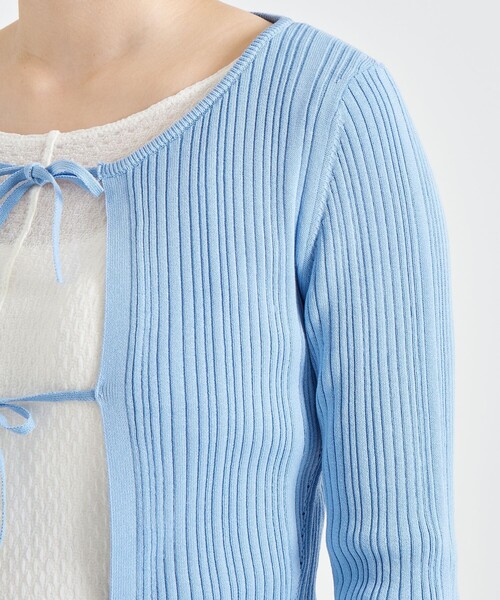 STUDIOUS（ステュディオス）の「【STUDIOUS/ステュディオス】Ribbon Front Knit Cardigan/リボンフロントニットカーディガン（カーディガン/ボレロ・レディース・ブラック/サックスブルー/オフホワイト・FREE）」の20枚目の写真