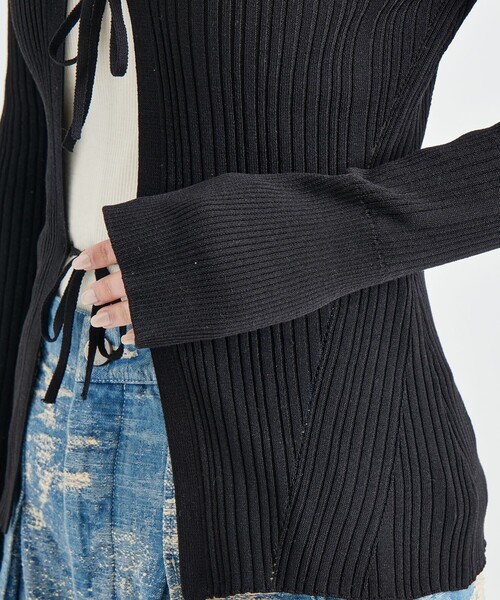 カーディガン 「STUDIOUS/ステュディオス」Ribbon Front Knit Cardigan/リボンフロントニットカーディガン レディース セール】【STUDIOUS/ステュディオス】Ribbon Front Knit