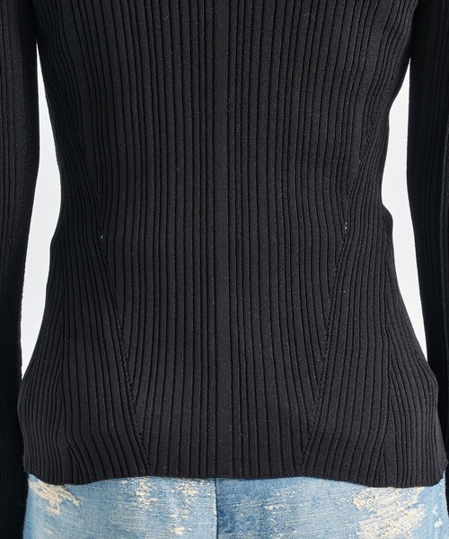 STUDIOUS（ステュディオス）の「【STUDIOUS/ステュディオス】Ribbon Front Knit Cardigan/リボンフロントニットカーディガン（カーディガン/ボレロ・レディース・ブラック/サックスブルー/オフホワイト・FREE）」の6枚目の写真