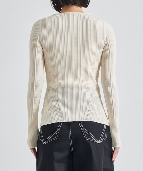 STUDIOUS（ステュディオス）の「【STUDIOUS/ステュディオス】Ribbon Front Knit Cardigan/リボンフロントニットカーディガン（カーディガン/ボレロ・レディース・ブラック/サックスブルー/オフホワイト・FREE）」の9枚目の写真