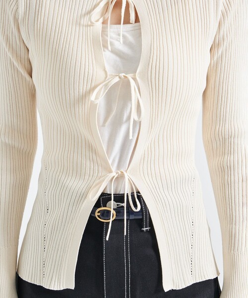 カーディガン 「STUDIOUS/ステュディオス」Ribbon Front Knit Cardigan/リボンフロントニットカーディガン レディース セール】【STUDIOUS/ステュディオス】Ribbon Front Knit
