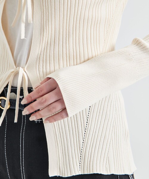 カーディガン 「STUDIOUS/ステュディオス」Ribbon Front Knit Cardigan/リボンフロントニットカーディガン レディース セール】【STUDIOUS/ステュディオス】Ribbon Front Knit