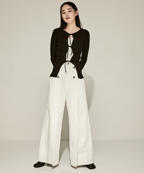 カーディガン 「STUDIOUS/ステュディオス」Ribbon Front Knit Cardigan/リボンフロントニットカーディガン レディース セール】【STUDIOUS/ステュディオス】Ribbon Front Knit