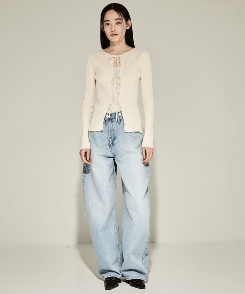 カーディガン 「STUDIOUS/ステュディオス」Ribbon Front Knit Cardigan/リボンフロントニットカーディガン レディース セール】【STUDIOUS/ステュディオス】Ribbon Front Knit