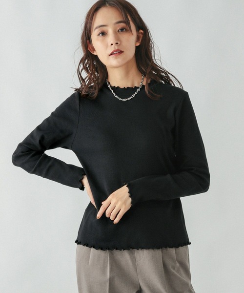 GLOBAL WORK（グローバルワーク）の「Beauteeメローリブ長袖/147624（Tシャツ/カットソー・レディース・ブラック×ホワイト/ブラック/オフホワイト/ライトグレー・MEDIUM/LARGE）」の15枚目の写真