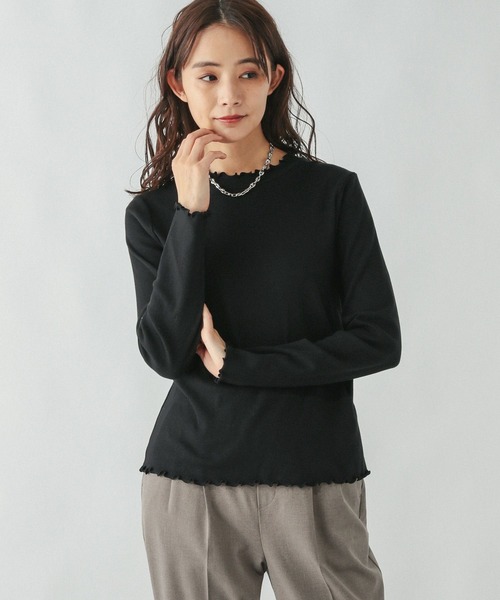 GLOBAL WORK（グローバルワーク）の「Beauteeメローリブ長袖/147624（Tシャツ/カットソー・レディース・ブラック×ホワイト/ブラック/オフホワイト/ライトグレー・MEDIUM/LARGE）」の16枚目の写真