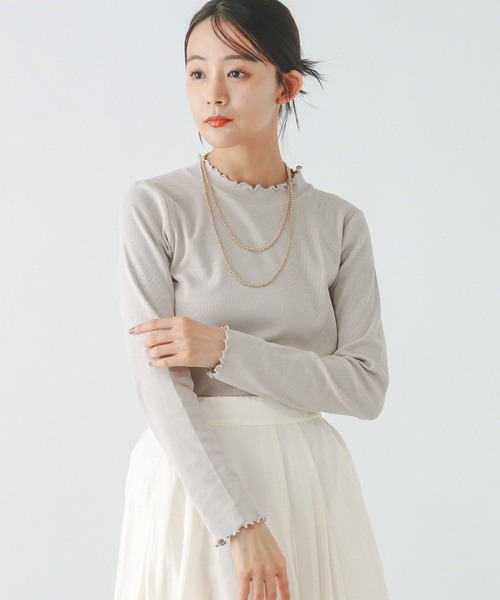 GLOBAL WORK（グローバルワーク）の「Beauteeメローリブ長袖/147624（Tシャツ/カットソー・レディース・ブラック×ホワイト/ブラック/オフホワイト/ライトグレー・MEDIUM/LARGE）」の22枚目の写真