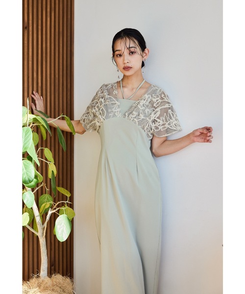 niana（ニアナ）の「フェザーフラワーレイヤードドレス 結婚式 二次会 成人式 同窓会 ディナー デイリー パーティードレス オケージョンドレス お呼ばれワンピース（ドレス・レディース・チャコール/ミント/ブラック・S/M/L）」の12枚目の写真