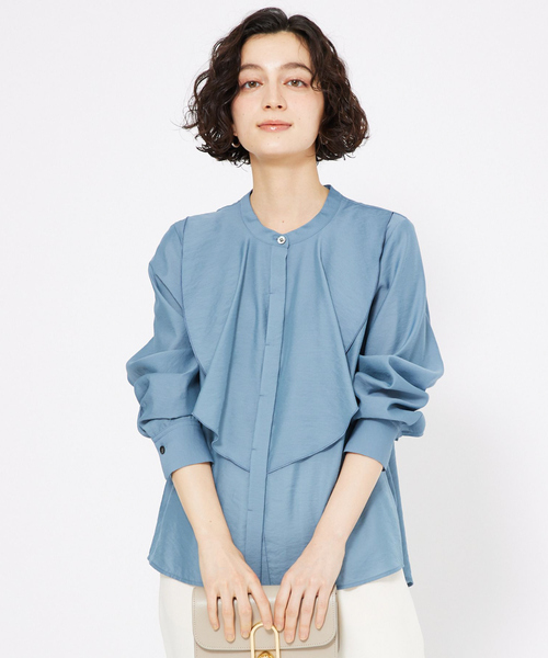 qualite（カリテ）の「【一枚で華やぐ、エレガントな春ブラウス】レイヤードラッフルブラウス/春服/夏服/オフィスカジュアル/（シャツ/ブラウス・レディース・ホワイト/グレイッシュブルー/チャコールグレー・フリー）」の16枚目の写真