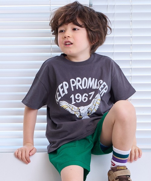 Life Support Products（ライフサポートプロダクツ）の「半袖プリントT（Tシャツ/カットソー・キッズ・ライトピンク/レッド/ブルー/マスタード/チャコール/オフホワイト/杢グレー/ライトブラウン/カーキ/ライトブルー・100/90/80/95/150/140/130/120/110）」の4枚目の写真