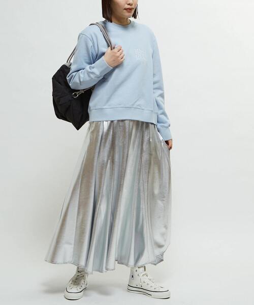 CONVERSE TOKYO(コンバーストウキョウ)の「ONEPOINT LOGO EMBROIDERY SWEAT(スウェット・レディース・ホワイト/チャコールグレー/パープル/サックスブルー・FREE)」の8枚目の写真