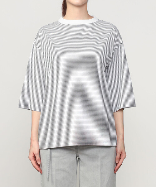 handvaerk（ハンドバーク）の「handvaerk | 60/2 ボトルネックTシャツ STRIPE WOMEN（Tシャツ/カットソー・レディース・ホワイト系その他・S）」の6枚目の写真