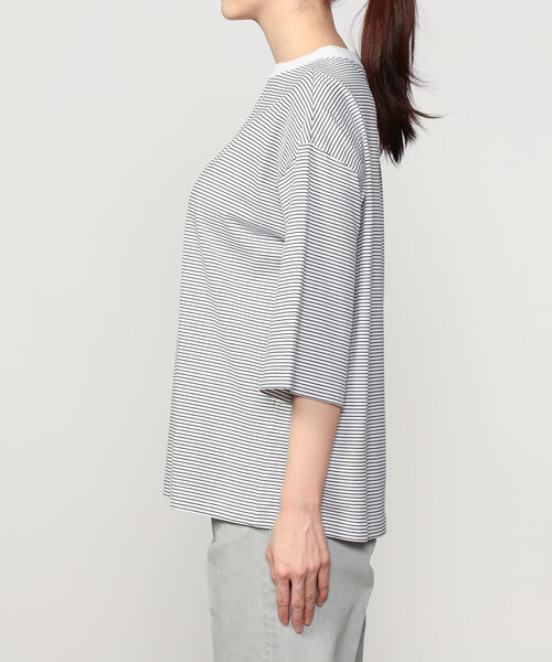 handvaerk（ハンドバーク）の「handvaerk | 60/2 ボトルネックTシャツ STRIPE WOMEN（Tシャツ/カットソー・レディース・ホワイト系その他・S）」の7枚目の写真