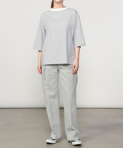 handvaerk（ハンドバーク）の「handvaerk | 60/2 ボトルネックTシャツ STRIPE WOMEN（Tシャツ/カットソー・レディース・ホワイト系その他・S）」の9枚目の写真