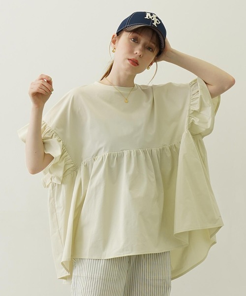 Ocean Pacific（オーシャンパシフィック）の「MILKFED. × OP RUFFLE TUNIC（ラッシュガード・レディース・ブラック/ベージュ/ホワイト・ONE SIZE）」の3枚目の写真