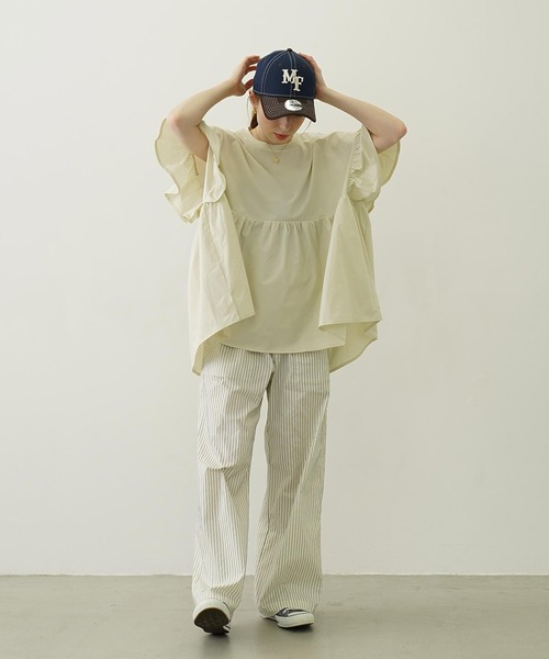 Ocean Pacific（オーシャンパシフィック）の「MILKFED. × OP RUFFLE TUNIC（ラッシュガード・レディース・ブラック/ベージュ/ホワイト・ONE SIZE）」の6枚目の写真