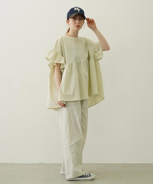 Ocean Pacific（オーシャンパシフィック）の「MILKFED. × OP RUFFLE TUNIC（ラッシュガード・レディース・ブラック/ベージュ/ホワイト・ONE SIZE）」の7枚目の写真