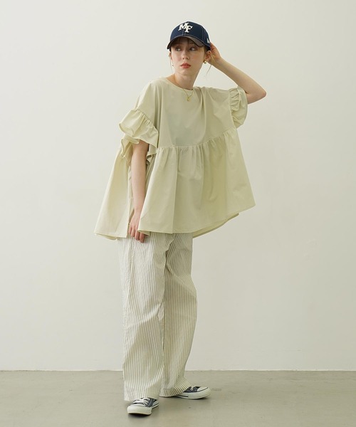 Ocean Pacific（オーシャンパシフィック）の「MILKFED. × OP RUFFLE TUNIC（ラッシュガード・レディース・ブラック/ベージュ/ホワイト・ONE SIZE）」の8枚目の写真