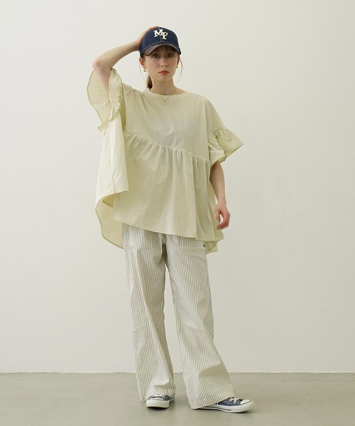 Ocean Pacific（オーシャンパシフィック）の「MILKFED. × OP RUFFLE TUNIC（ラッシュガード・レディース・ブラック/ベージュ/ホワイト・ONE SIZE）」の9枚目の写真