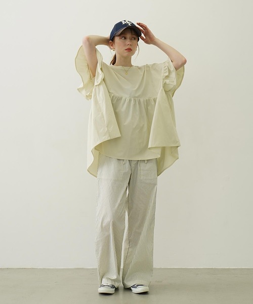 Ocean Pacific（オーシャンパシフィック）の「MILKFED. × OP RUFFLE TUNIC（ラッシュガード・レディース・ブラック/ベージュ/ホワイト・ONE SIZE）」の10枚目の写真