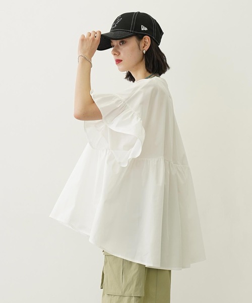 Ocean Pacific（オーシャンパシフィック）の「MILKFED. × OP RUFFLE TUNIC（ラッシュガード・レディース・ブラック/ベージュ/ホワイト・ONE SIZE）」の15枚目の写真