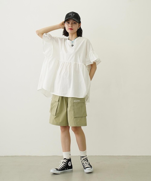 Ocean Pacific（オーシャンパシフィック）の「MILKFED. × OP RUFFLE TUNIC（ラッシュガード・レディース・ブラック/ベージュ/ホワイト・ONE SIZE）」の21枚目の写真