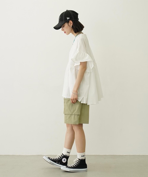 Ocean Pacific（オーシャンパシフィック）の「MILKFED. × OP RUFFLE TUNIC（ラッシュガード・レディース・ブラック/ベージュ/ホワイト・ONE SIZE）」の22枚目の写真