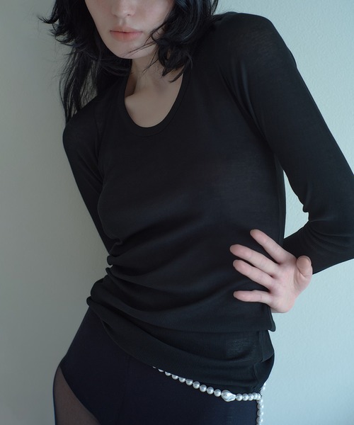 IRIS47（イリスフォーセブン）の「【IRIS 47】comfy long tops/コンフィー ロング トップス dress28　※（Tシャツ/カットソー・レディース・グリーン/ホワイト/ブラック・FREE）」の2枚目の写真