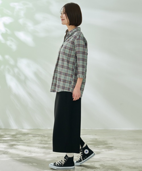 Arnold Palmer（アーノルドパーマー）の「スキッパー チェック 7分袖 ブラウス（シャツ/ブラウス・レディース・アイボリー/モスグリーン/ネイビー・S/M/L）」の18枚目の写真