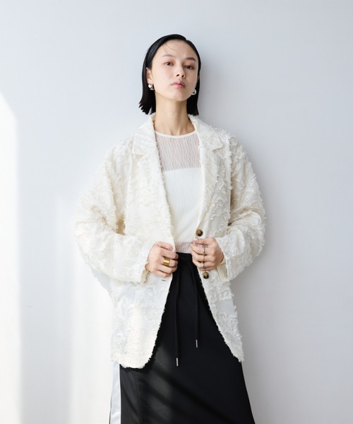 限定価格！即発送andrea&co 新品フリンジジャガードジャケット完売品♡ AUBREY】ANDREA＆Co. フリンジジャガードジャケット新品タグ