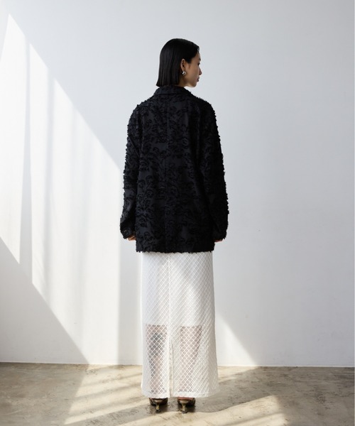 限定価格！即発送andrea&co 新品フリンジジャガードジャケット完売品♡ セール】シアーフリンジジャガードジャケット（テーラード