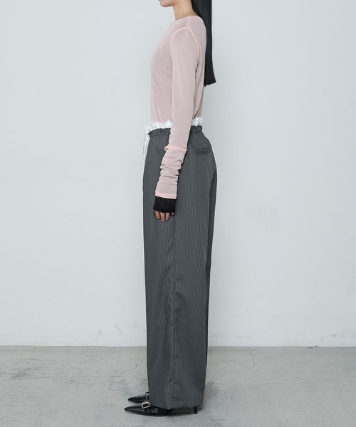 セール】Double waist pinstripe pants / ダブルウエストピン