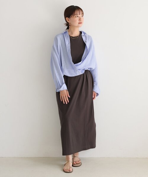 IENA イエナ　ウォッシャブル リネン2WAY シャツ　サックスブルー　新品 セール】ウォッシャブル リネン2WAY シャツ（シャツ/ブラウス