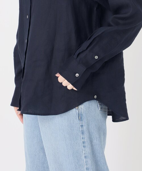 IENA イエナ　ウォッシャブル リネン2WAY シャツ　サックスブルー　新品 セール】ウォッシャブル リネン2WAY シャツ（シャツ/ブラウス