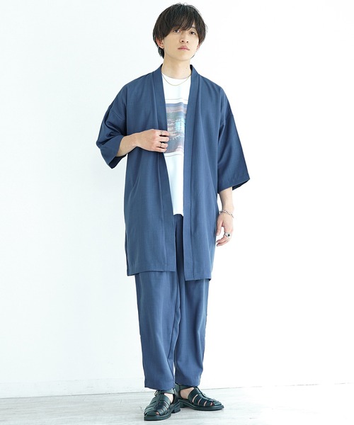 MinoriTY（マイノリティ）の「【MinoriTY】接触冷感テックリネンカーディガンセットアップ ロングカーディガン テーパードパンツ（セットアップ・メンズ・ブラウン/ブルー/ブラック/チャコール・M/S/L）」の12枚目の写真