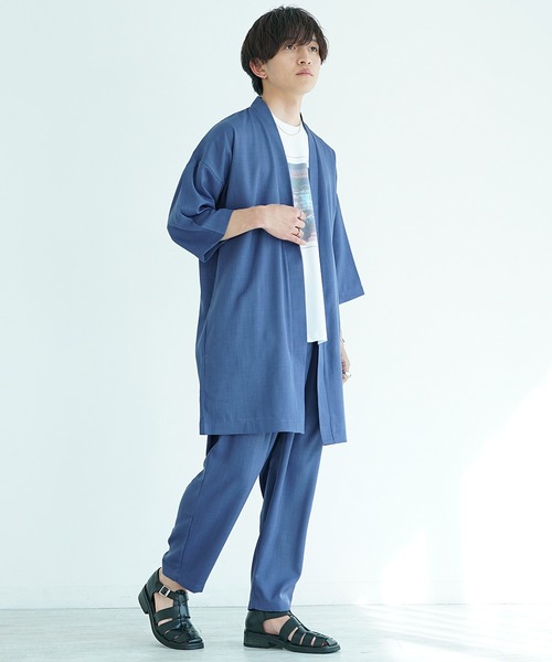 MinoriTY（マイノリティ）の「【MinoriTY】接触冷感テックリネンカーディガンセットアップ ロングカーディガン テーパードパンツ（セットアップ・メンズ・ブラウン/ブルー/ブラック/チャコール・M/S/L）」の9枚目の写真