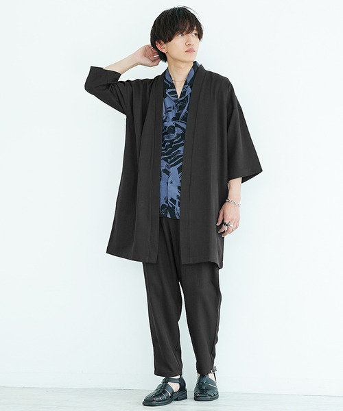 MinoriTY（マイノリティ）の「【MinoriTY】接触冷感テックリネンカーディガンセットアップ ロングカーディガン テーパードパンツ（セットアップ・メンズ・ブラウン/ブルー/ブラック/チャコール・M/S/L）」の15枚目の写真