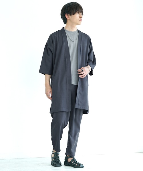 MinoriTY（マイノリティ）の「【MinoriTY】接触冷感テックリネンカーディガンセットアップ ロングカーディガン テーパードパンツ（セットアップ・メンズ・ブラウン/ブルー/ブラック/チャコール・M/S/L）」の7枚目の写真