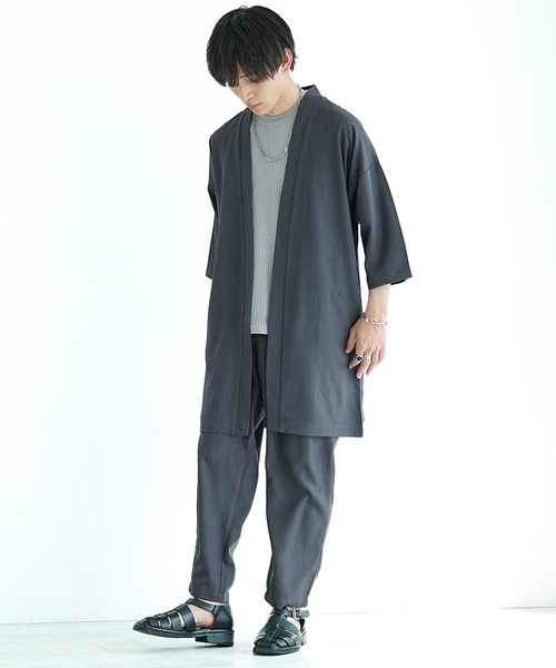 MinoriTY（マイノリティ）の「【MinoriTY】接触冷感テックリネンカーディガンセットアップ ロングカーディガン テーパードパンツ（セットアップ・メンズ・ブラウン/ブルー/ブラック/チャコール・M/S/L）」の6枚目の写真