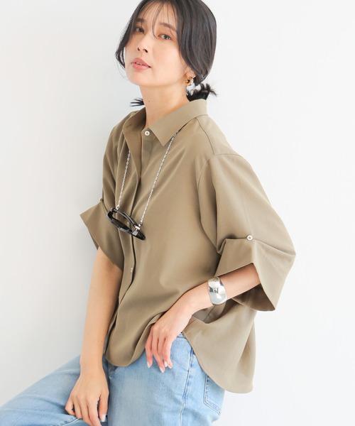 BARNYARDSTORM（バンヤードストーム）の「BARNYARDSTORM / ワイドシルエットポプリンシャツ / ハンドウォッシャブル 【JAPAN FABRIC】【『ネルソンさん』YouTubeご紹介アイテム】（シャツ/ブラウス・レディース・ホワイト/イエロー/ピンク/グリーン/ブラウン/ライトブルー/チャコールグレー/カーキ・L/M/S）」の5枚目の写真