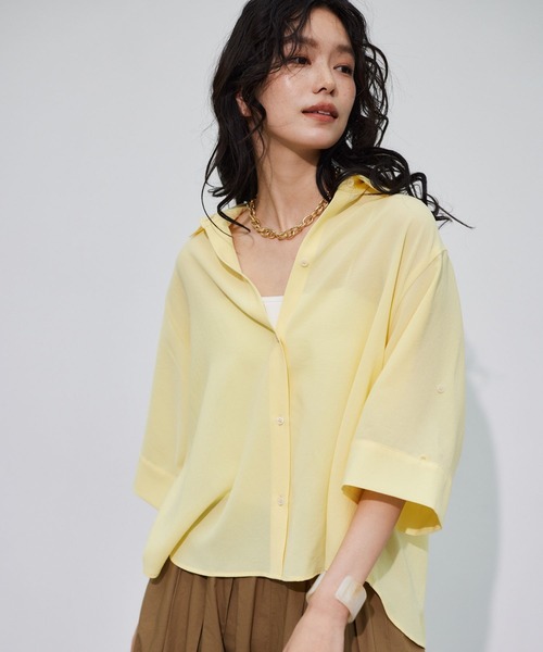 BARNYARDSTORM（バンヤードストーム）の「BARNYARDSTORM / ワイドシルエットポプリンシャツ / ハンドウォッシャブル 【JAPAN FABRIC】【『ネルソンさん』YouTubeご紹介アイテム】（シャツ/ブラウス・レディース・ホワイト/イエロー/ピンク/グリーン/ブラウン/ライトブルー/チャコールグレー/カーキ・L/M/S）」の8枚目の写真