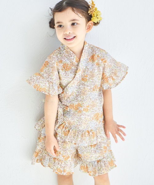 SOU-SOU 花柄 甚平上下セット 2着セット　姉妹　リンク　コーデ SOU-SOU 花柄 甚平上下セット 2着セット姉妹リンクコーデ