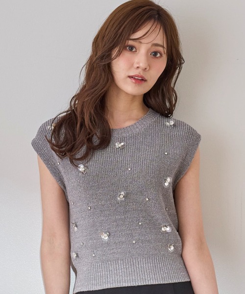 【新品】フラワービジューラメニット セール】フラワービジューラメニット（ニット/セーター）｜31