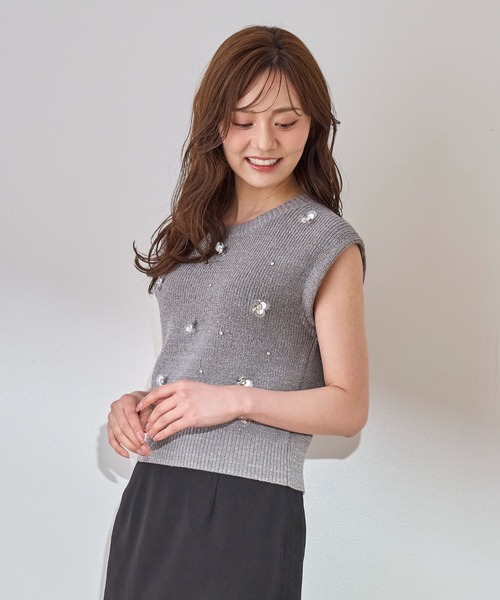 【新品未開封】SAX ビジューフラワーニットトップス 40%OFF】playful flower knit～ﾌﾟﾚｲﾌﾙﾌﾗﾜｰﾆｯﾄ | flower
