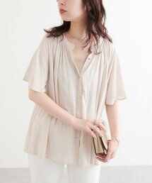 natural couture | とろみサテンフレア袖ギャザーブラウス(シャツ/ブラウス)