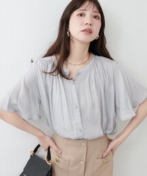 natural couture | とろみサテンフレア袖ギャザーブラウス(シャツ/ブラウス)
