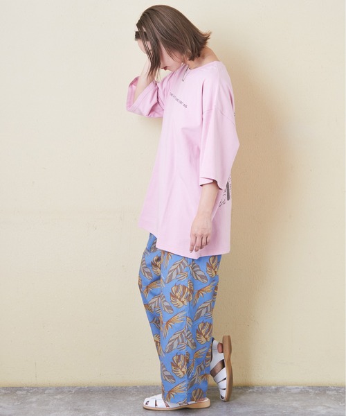 CUBE SUGAR（キューブシュガー）の「インドコットン総柄プリントギャザーパンツ（その他パンツ・レディース・ブルー系その他/ブラック系その他/ホワイト×ブルー/カラフル・M）」の9枚目の写真