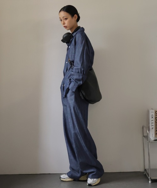 Girly Doll(ガーリードール)の「オーバーデニムシャツとタックワイドデニムセットアップ(セットアップ・レディース・ネイビー・S/M/L)」の13枚目の写真
